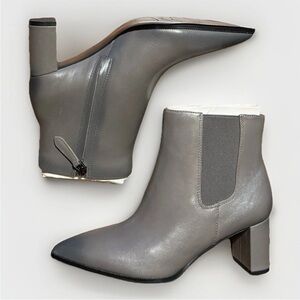 NIB (5) FRANCO SARTO DEMMI Leather 2.5” Block Heel Graphite Ankle Boot